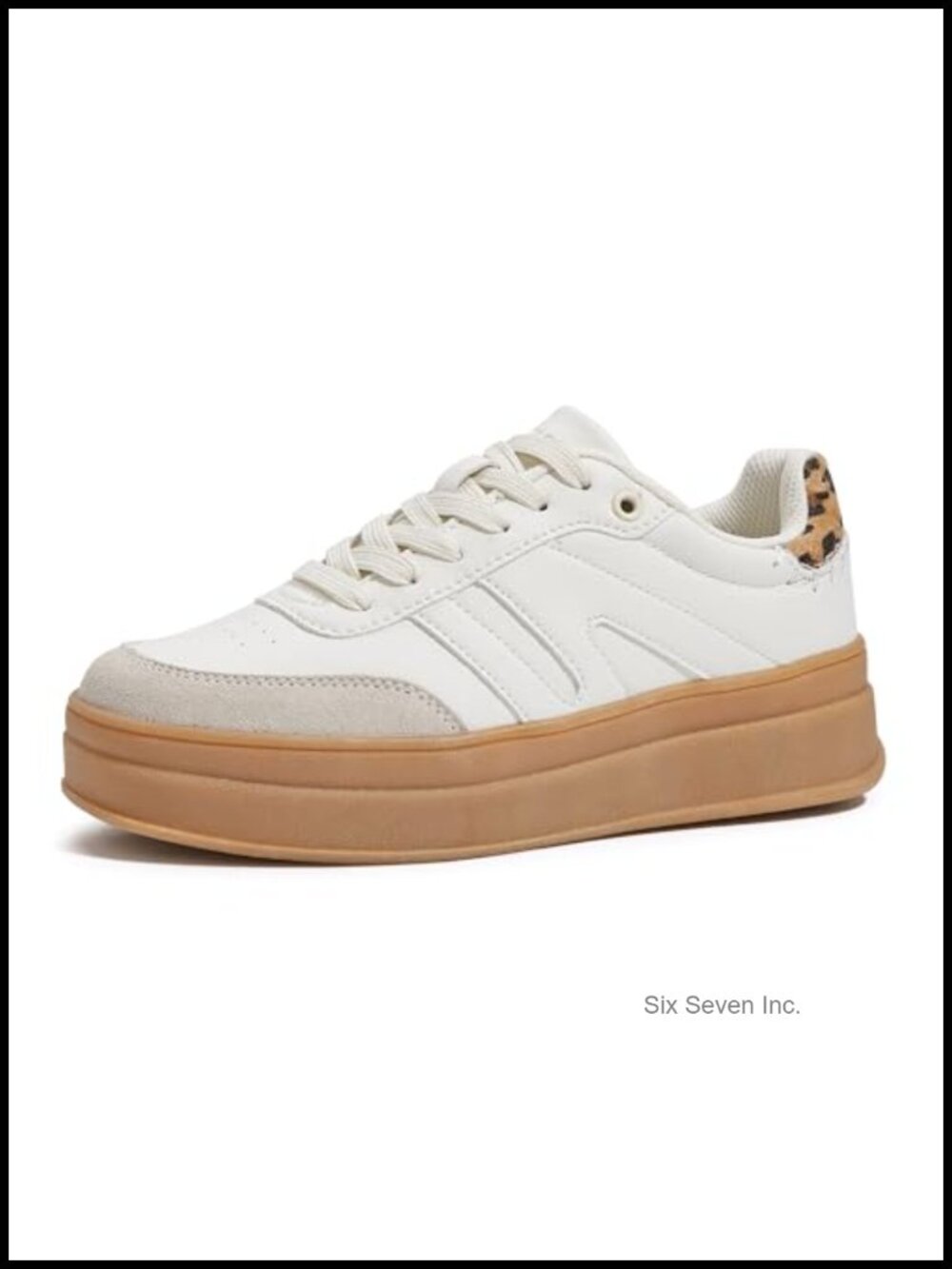 Platform Retro Fashion Sneakers in Cow Suede & Faux Leather with Slip Resistant